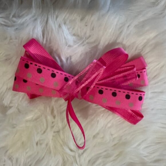 Hand Crafted Other - Neon Pink & Polka Dot 4" Large Loopy Bow 4B2594 Handmade NWT Boutique